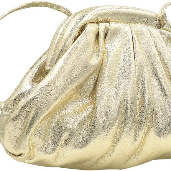 Women Cloud-Shaped Dumpling Bag Metallic Ruched Crossbody Cell Phone - Picture 5 of 7
